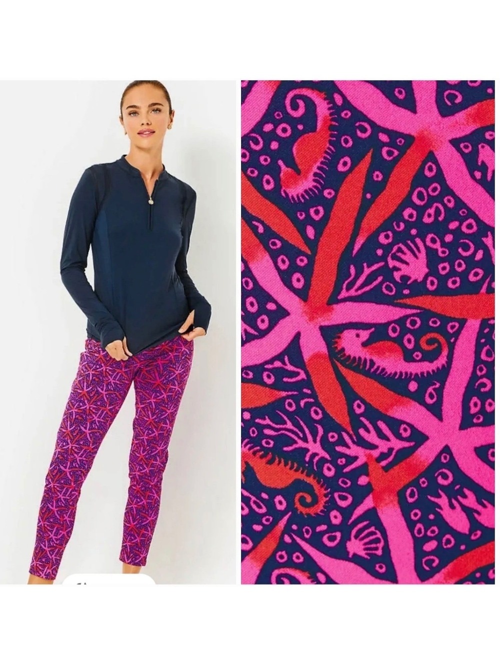 Lilly Pulitzer Girls French Terry Beach Lounge Pants Star Searching Sz L 8-10 Y